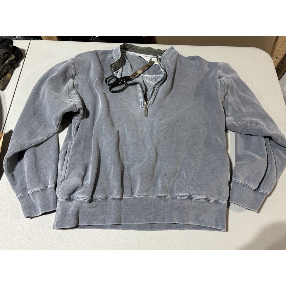 Orvis Sweater Mens Medium Blue Pullover Preppy Sweatshirt Casual 1/4 Zip Fleece*